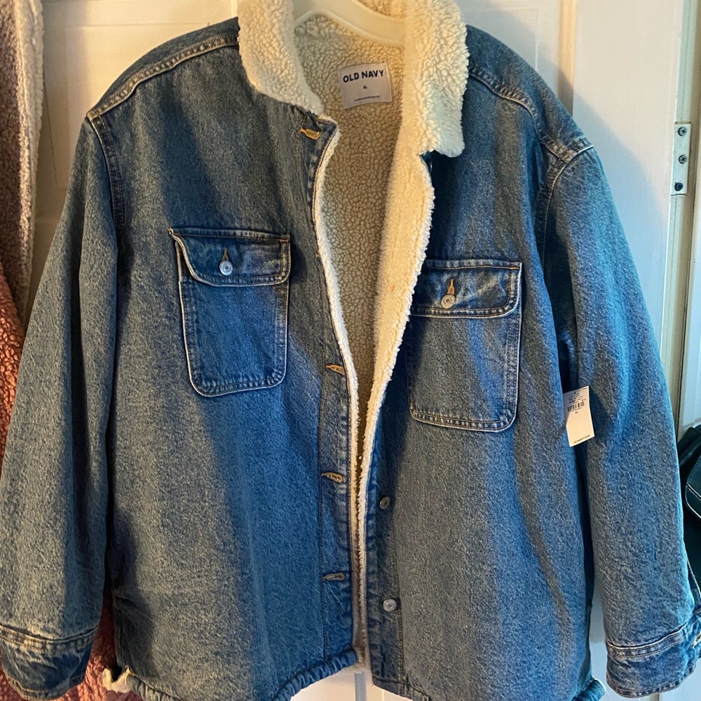 Old Navy Blue Denim Jacket with Sherpa Lining